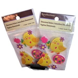 Recollections Easter Chick 3D Dimensional Stickers 2 Packs Yellow Glitter